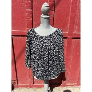 Michael Kors Women's Leopard Print Blouse Large